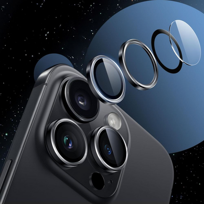 Tech-Protect CamRing Fit+ hátsó kamera védőfólia Apple iPhone 17 Pro Max / 17 Pro / 16 Pro Max készülékekhez, Edzett üveg, Narancssárga