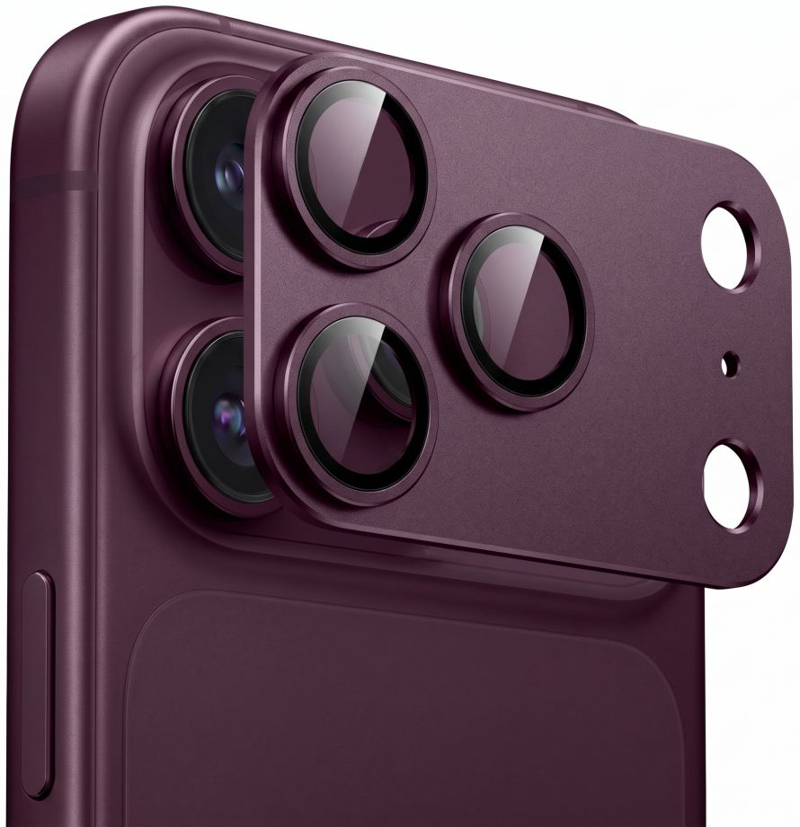 Tech-Protect CamFull Fit+ hátlapi kamera védőfólia Apple iPhone 18 Pro-hoz, edzett üveg, bordó