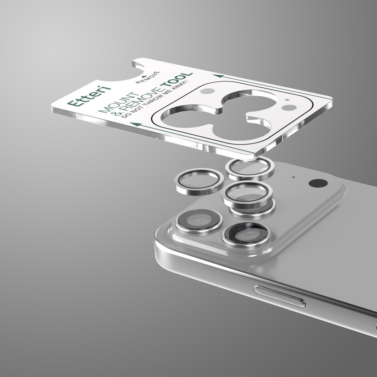 Etteri hátlapi kamera védőfólia Apple iPhone 17 Pro Max / 17 Pro készülékhez, edzett üveg, szürke