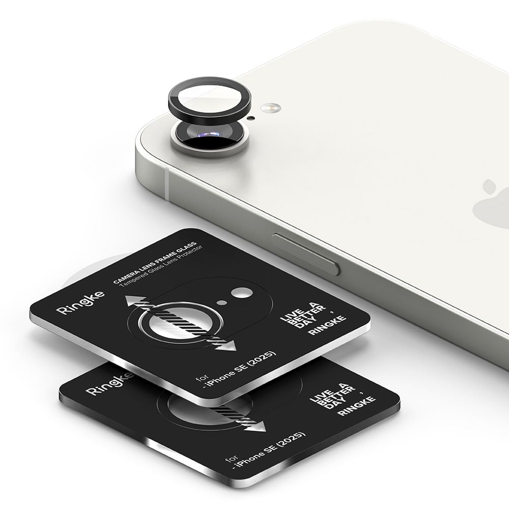 Ringke hátsó kamera védőfólia Apple iPhone 16e-hez, Edzett üveg, 2 darabos készlet, Fekete