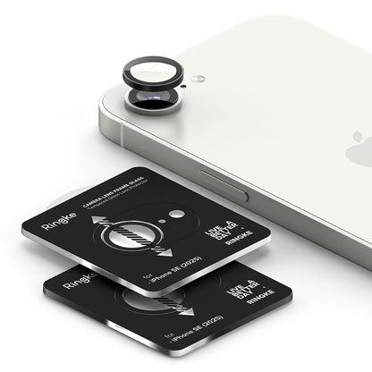 Ringke hátsó kamera védőfólia Apple iPhone 16e-hez, Edzett üveg, 2 darabos készlet, Fekete
