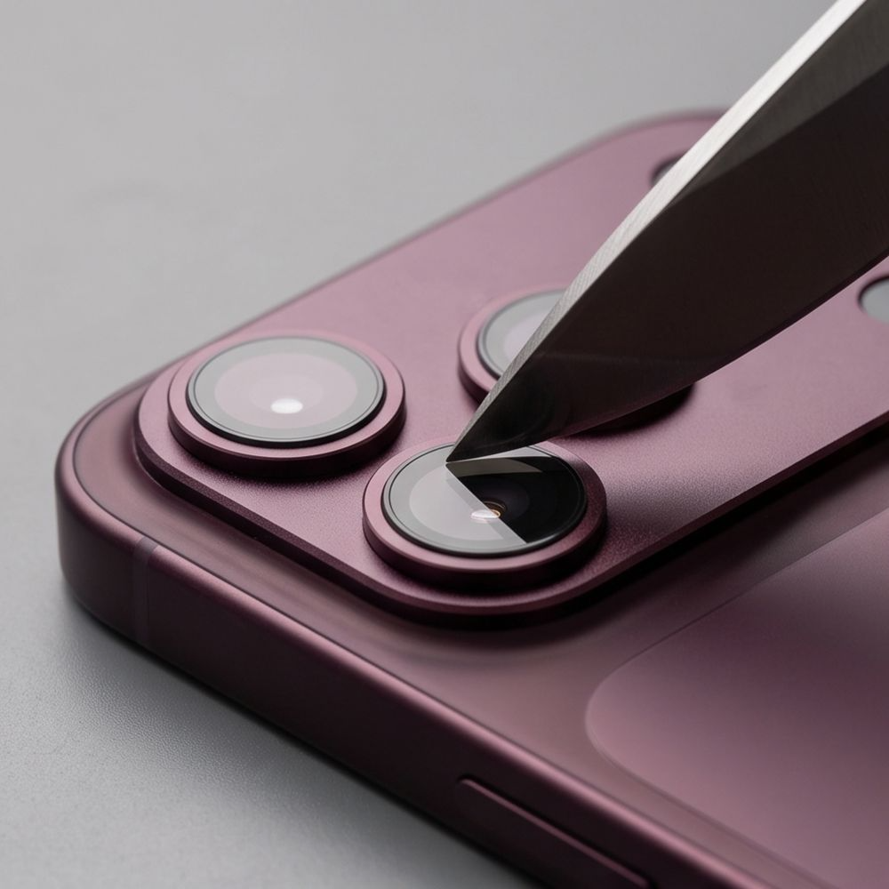 Tech-Protect CamFull Fit+ hátlapi kamera védőfólia Apple iPhone 18 Pro Max készülékhez, edzett üveg, bordó