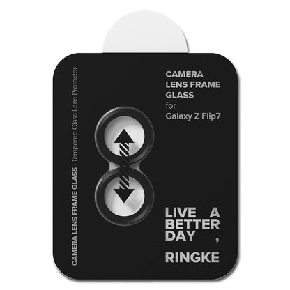 Ringke hátsó kamera védőfólia Samsung Galaxy Z Flip7 F766-hoz, Edzett üveg, 2 darabos készlet, Fekete
