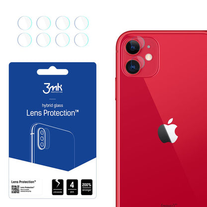 3MK Protection hátlapi kamera védőfólia Apple iPhone 11-hez, rugalmas üveg, 4 darabos készlet, átlátszó