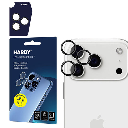 Védőfólia 3MK Hardy Protection Pro az Apple iPhone 17 Pro Max / 17 Pro hátsó kamerájához, Edzett üveg, Fekete