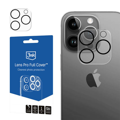 3MK Pro Full Cover hátlapi kamera védőfólia Apple iPhone 14 Pro-hoz, edzett üveg, átlátszó