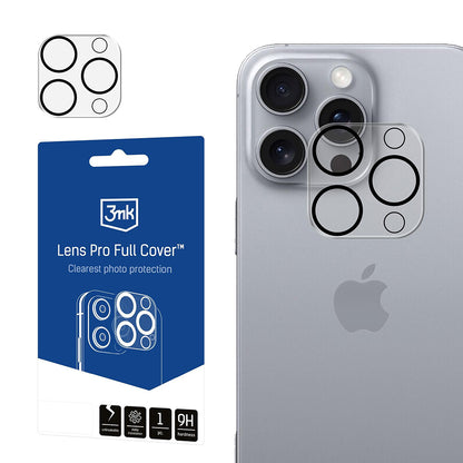 3MK Pro Full Cover hátlapi kamera védőfólia Apple iPhone 16 Pro Max / 16 Pro készülékhez, edzett üveg, fekete