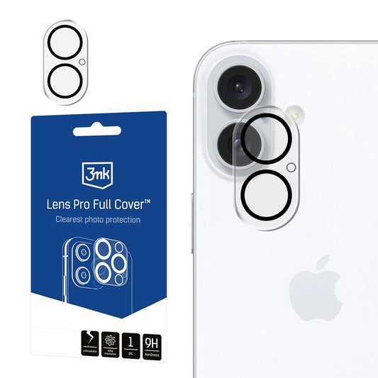 Hátlapi kamera védőfólia 3MK Pro Full Cover Apple iPhone 17-hez, Edzett üveg, Fekete