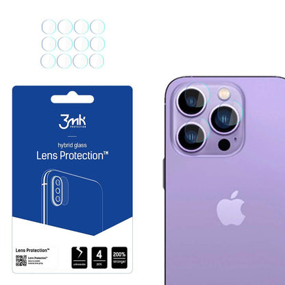 3MK Protection hátlapi kamera védőfólia Apple iPhone 14 Pro Max / 14 Pro készülékhez, rugalmas üveg, 4 darabos készlet, átlátszó