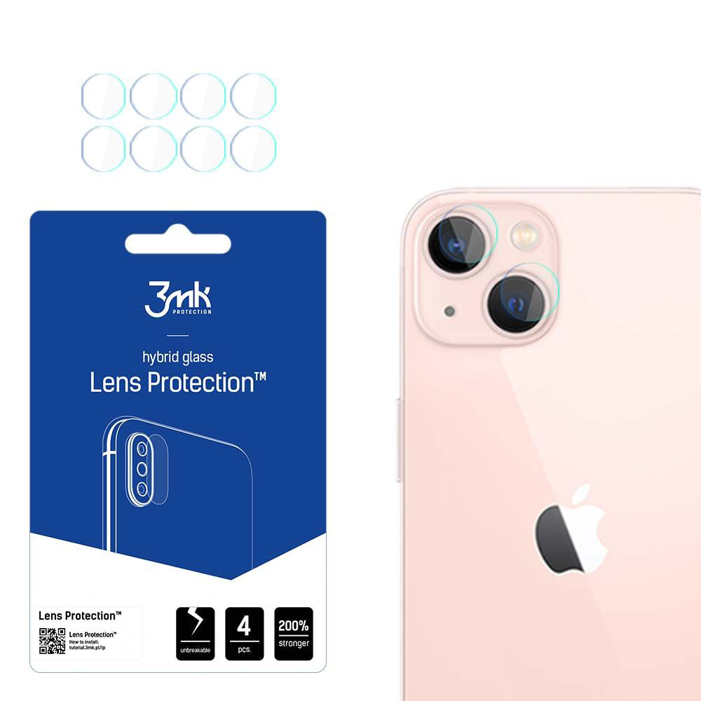 3MK Protection hátlapi kamera védőfólia Apple iPhone 14-hez, rugalmas üveg, 4 darabos készlet, átlátszó