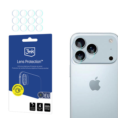 Hátsó kamera védőfólia 3MK Protection Apple iPhone 17 Pro Max készülékhez, Edzett üveg, 4 darabos készlet, Átlátszó