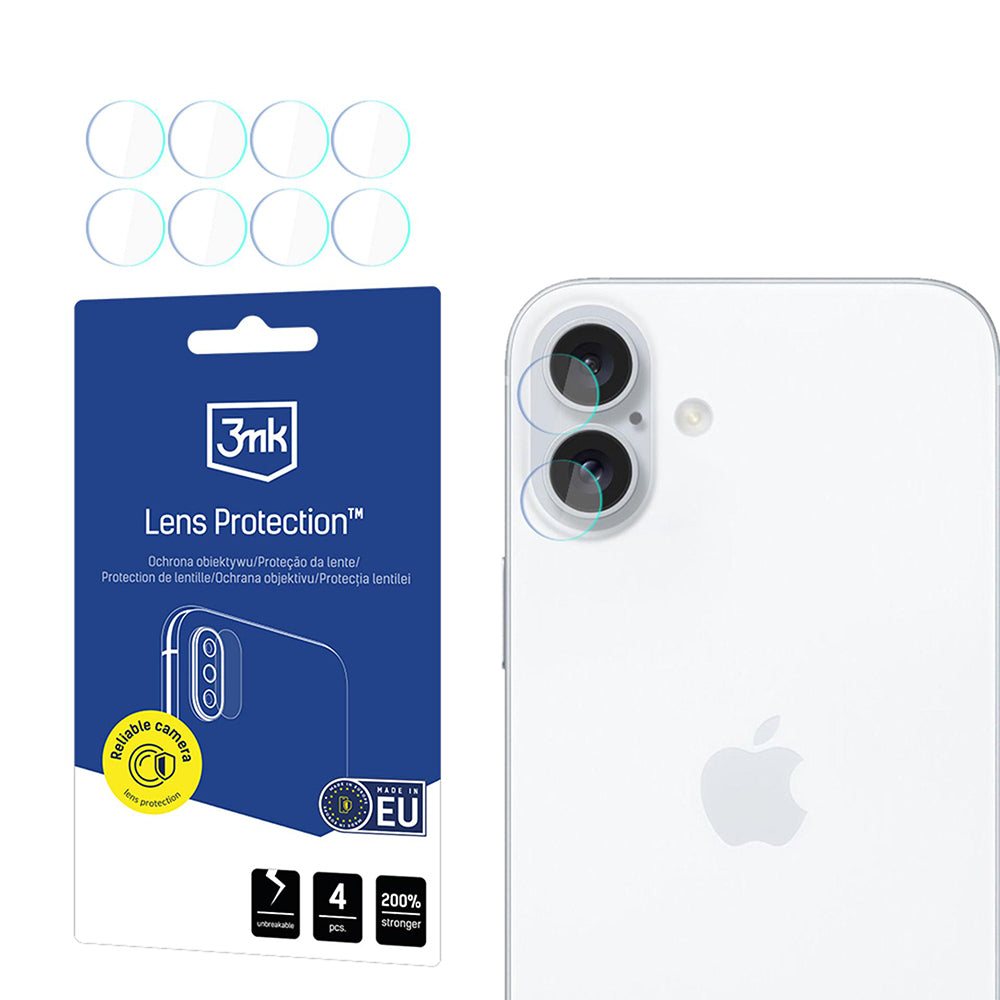 Hátsó kamera védőfólia 3MK Protection Apple iPhone 17-hez, Edzett üveg, 4 darabos készlet, Átlátszó