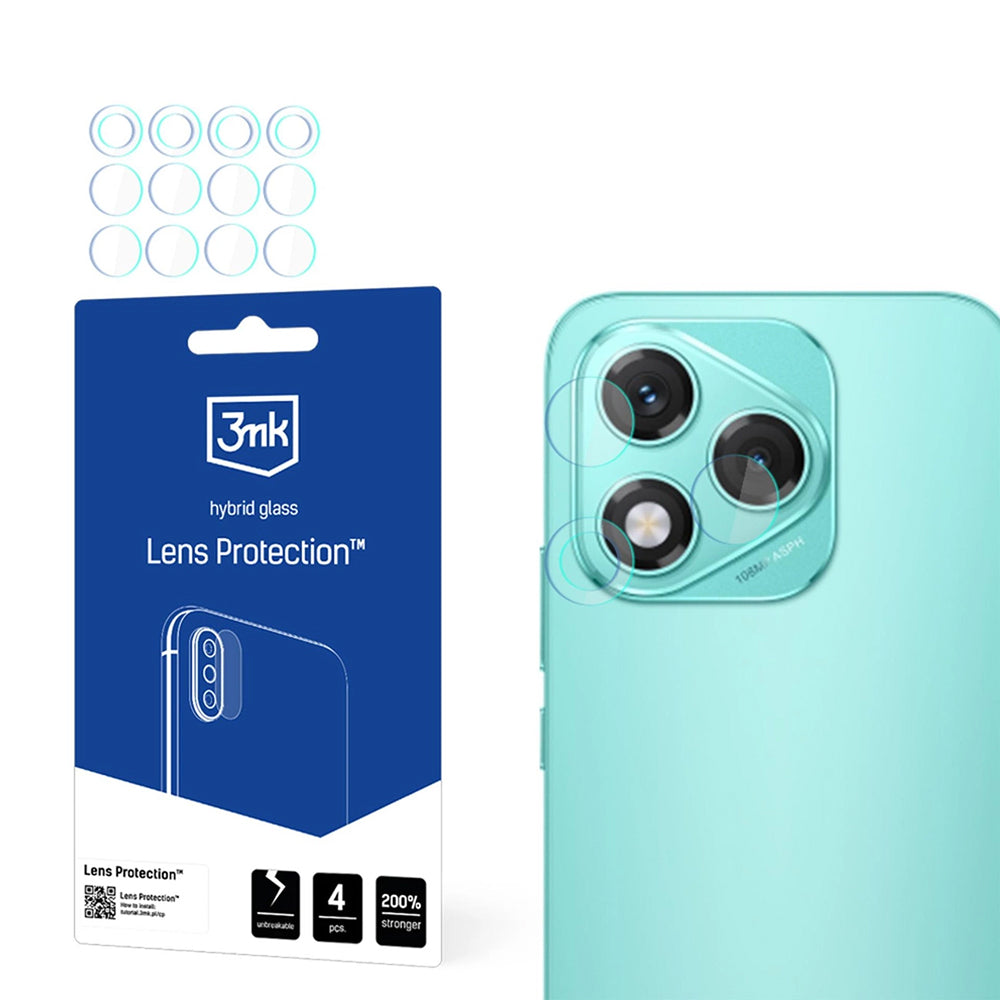 3MK Protection hátlapi kamera védőfólia Honor 400 Lite-hoz, rugalmas üveg, 4 darabos készlet, átlátszó