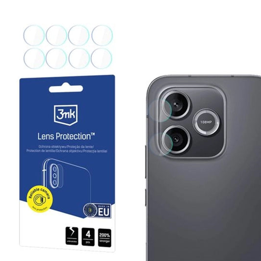Hátsó kamera védőfólia 3MK Protection Honor 600 Lite készülékhez, Edzett üveg, 4 darabos készlet, Átlátszó