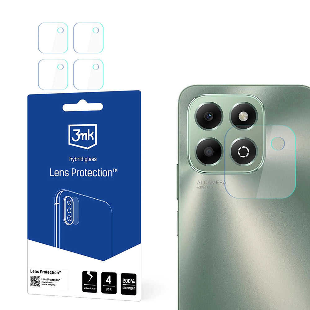 3MK Protection hátlapi kamera védőfólia Honor X6b-hez, rugalmas üveg, 4 darabos készlet, átlátszó