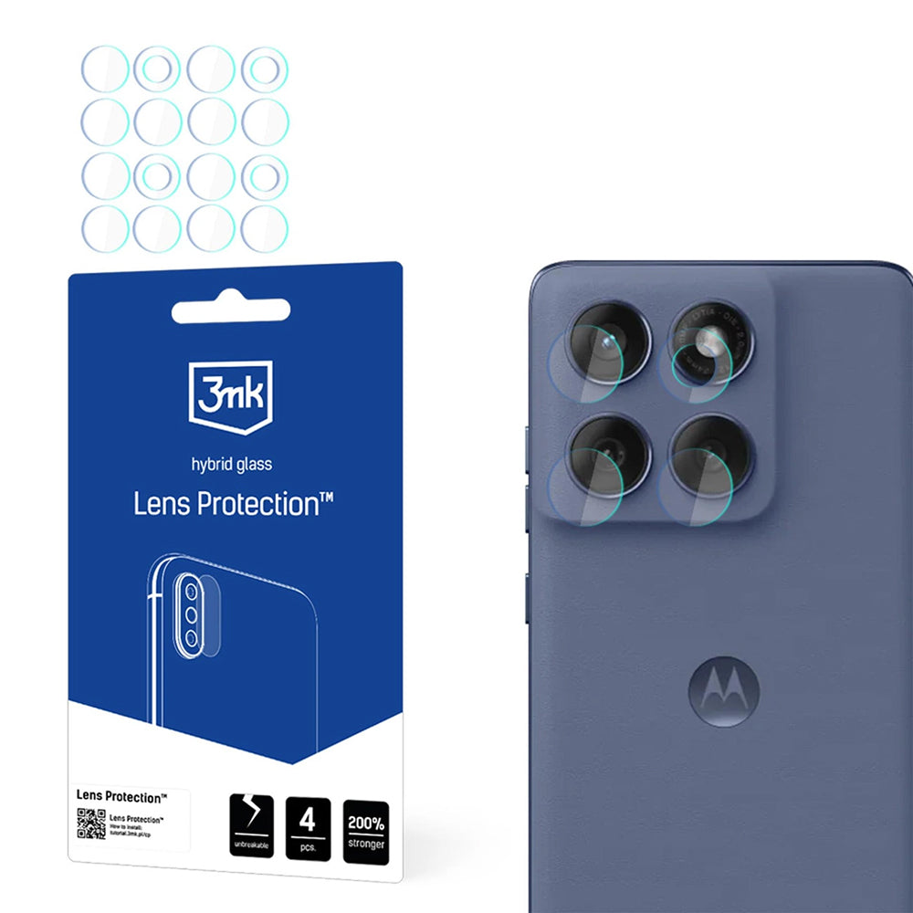 3MK Protection hátlapi kamera védőfólia Motorola Edge 60 Fusion készülékhez, rugalmas üveg, 4 darabos készlet, átlátszó
