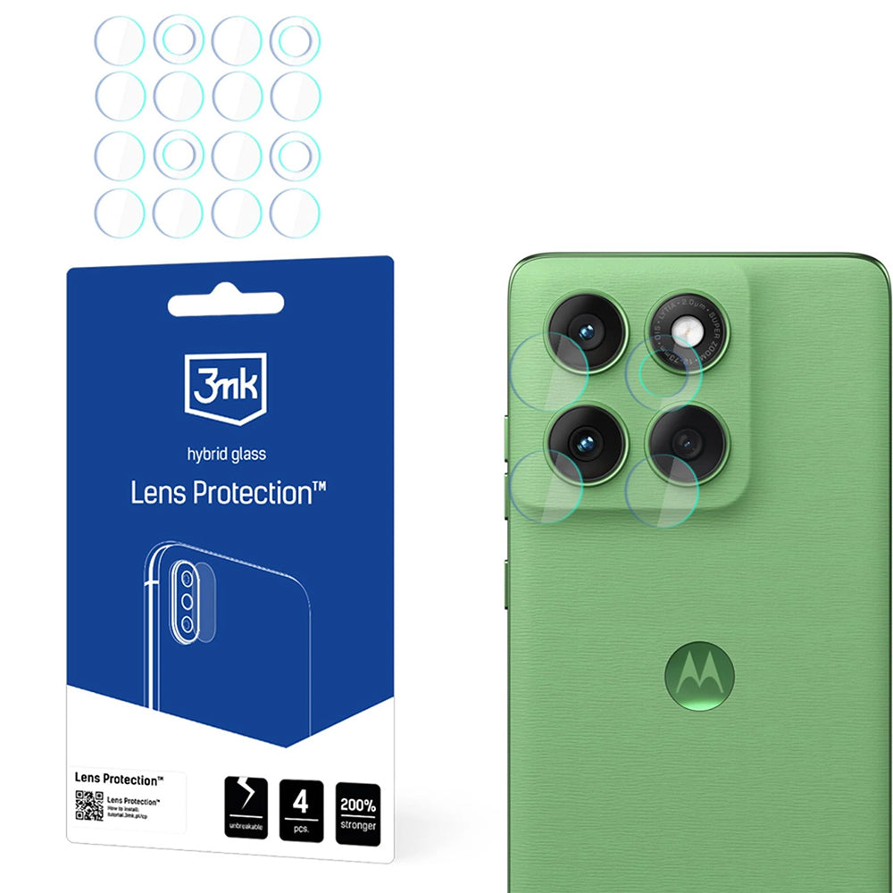 3MK Protection hátlapi kamera védőfólia Motorola Edge 60-hoz, rugalmas üveg, 4 darabos készlet, átlátszó