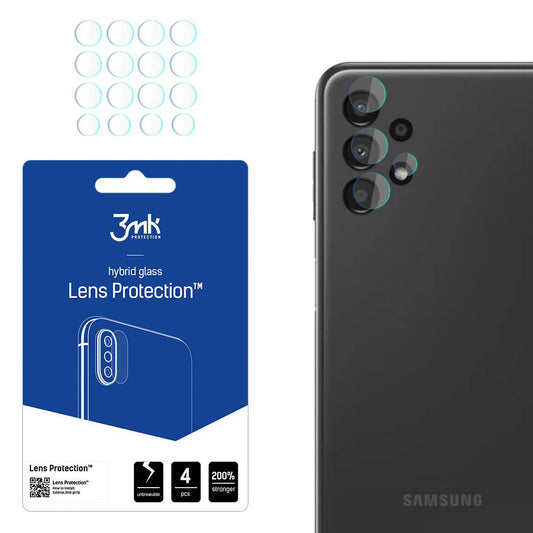3MK Protection hátlapi kamera védőfólia Samsung Galaxy A13 A135 készülékhez, rugalmas üveg, 4 darabos készlet, átlátszó