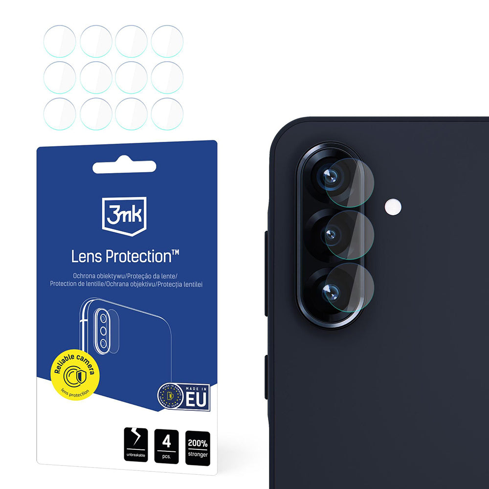 3MK Protection hátlapi kamera védőfólia Samsung Galaxy A26 A266 készülékhez, rugalmas üveg, 4 darabos készlet, átlátszó