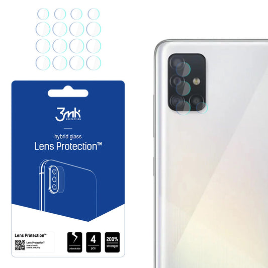 3MK Protection hátlapi kamera védőfólia Samsung Galaxy A52s 5G A528 / A52 5G A526 készülékhez, rugalmas üveg, 4 darabos készlet, átlátszó
