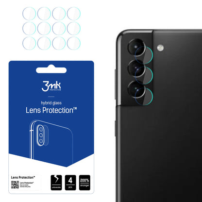 3MK Protection hátlapi kamera védőfólia Samsung Galaxy S21 5G G991 készülékhez, rugalmas üveg, 4 darabos készlet, átlátszó