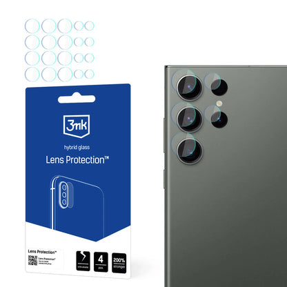 3MK Protection hátlapi kamera védőfólia Samsung Galaxy S24 Ultra S928 készülékhez, rugalmas üveg, 4 darabos készlet, átlátszó