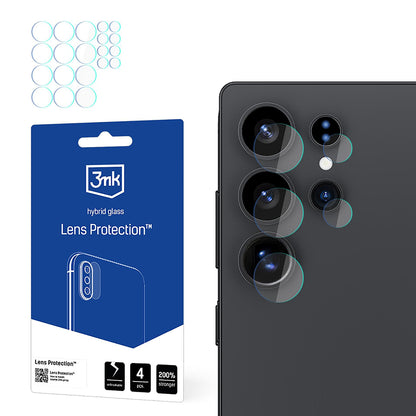 3MK Protection hátlapi kamera védőfólia Samsung Galaxy S25 Ultra S938-hoz, rugalmas üveg, 4 darabos készlet, átlátszó