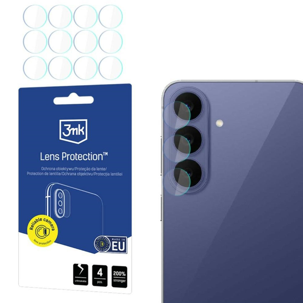 3MK Protection védőfólia a Samsung Galaxy S26 FE S741 hátlapi kamerájához, edzett üveg, 4 darabos készlet, átlátszó