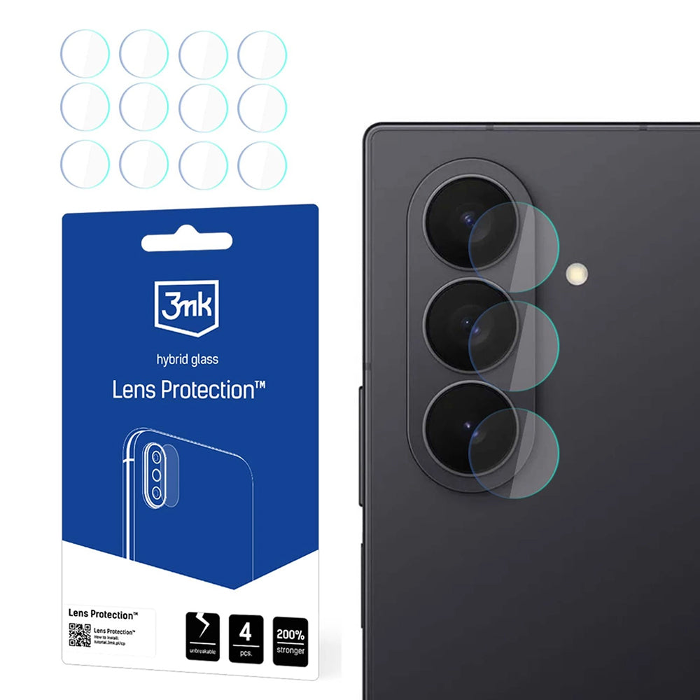 3MK Protection hátlapi kamera védőfólia Samsung Galaxy Z Fold7 F966 készülékhez, rugalmas üveg, 4 darabos készlet, átlátszó