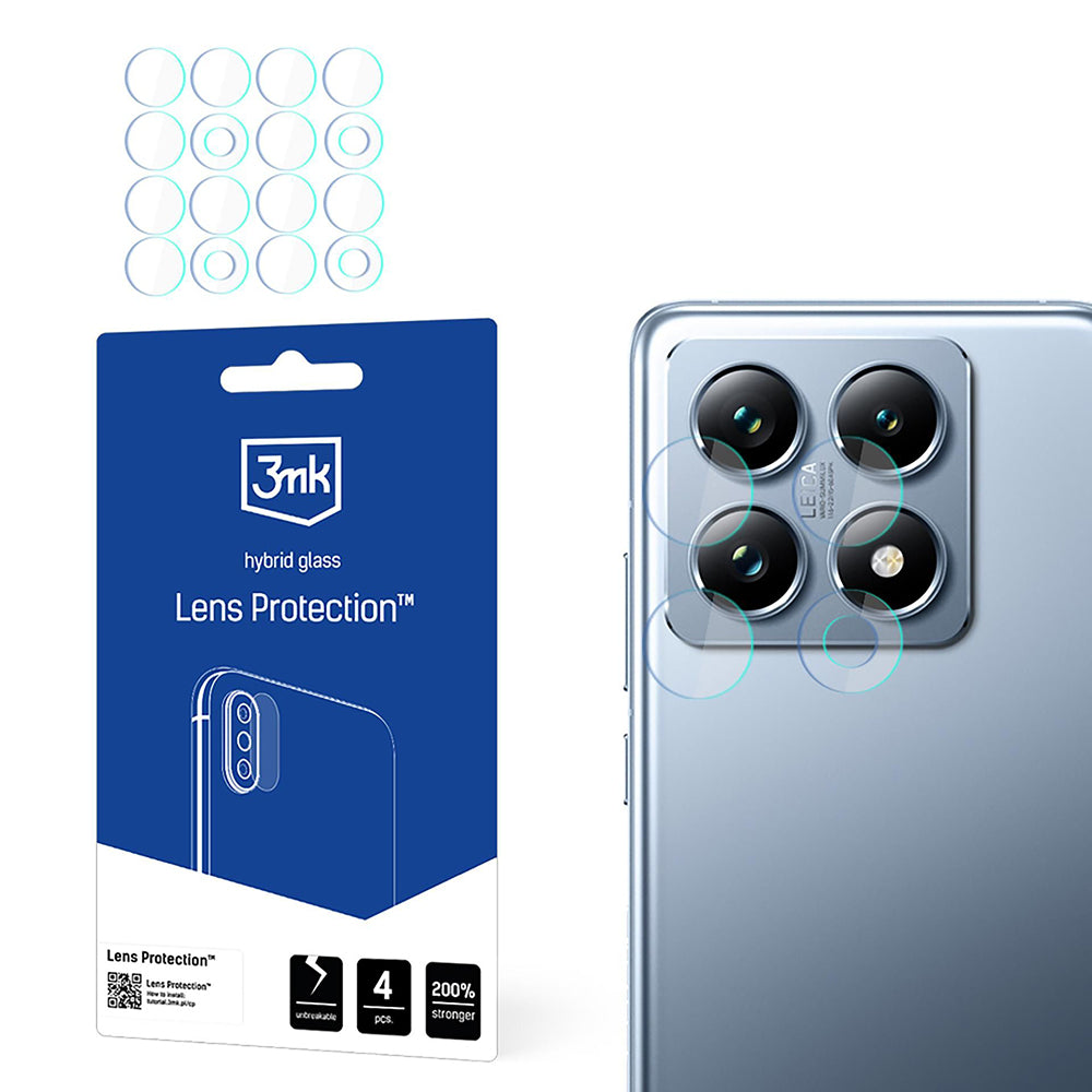 3MK Protection hátlapi kamera védőfólia Xiaomi 14T Pro / 14T készülékhez, rugalmas üveg, 4 darabos készlet, átlátszó