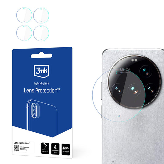 3MK Protection hátlapi kamera védőfólia Xiaomi 15 Ultra-hoz, rugalmas üveg, 4 darabos készlet, átlátszó