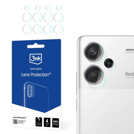 3MK Protection hátlapi kamera védőfólia Xiaomi Redmi Note 13 Pro+ készülékhez, rugalmas üveg, 4 darabos készlet, átlátszó