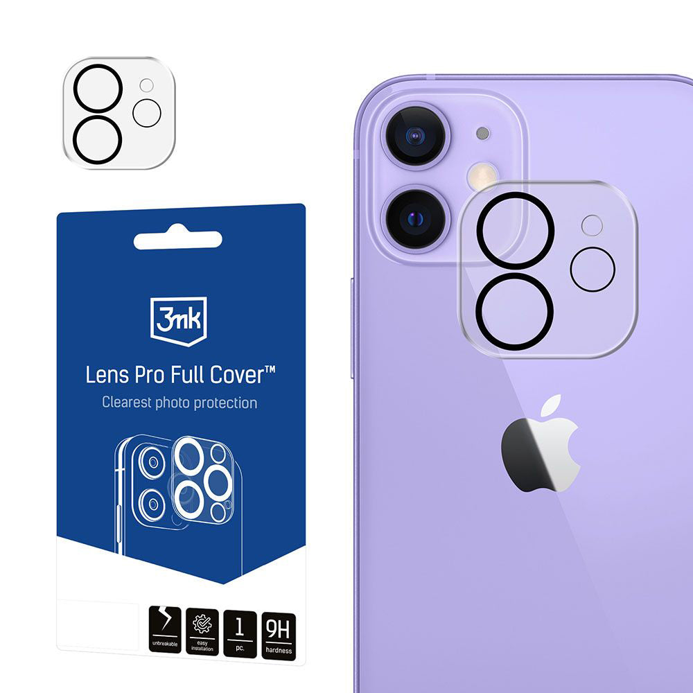 3MK Protection Pro hátlapi kamera védőfólia Apple iPhone 12-höz, edzett üveg, fekete