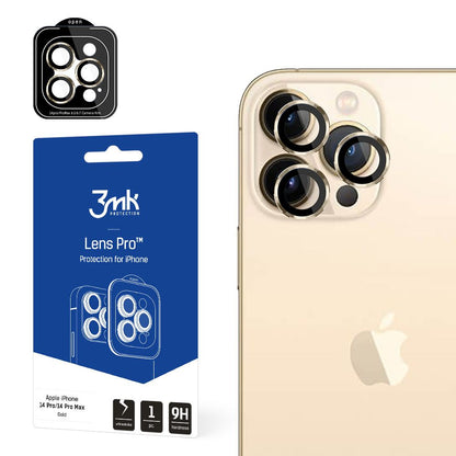 3MK Protection Pro hátlapi kamera védőfólia Apple iPhone 14 Pro Max / 14 Pro készülékhez, edzett üveg, arany