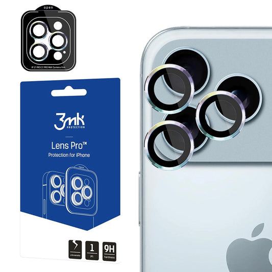 Hátlapi kamera védőfólia 3MK Protection Pro Apple iPhone 17 Pro Max / 17 Pro készülékhez, Edzett üveg, Többszínű