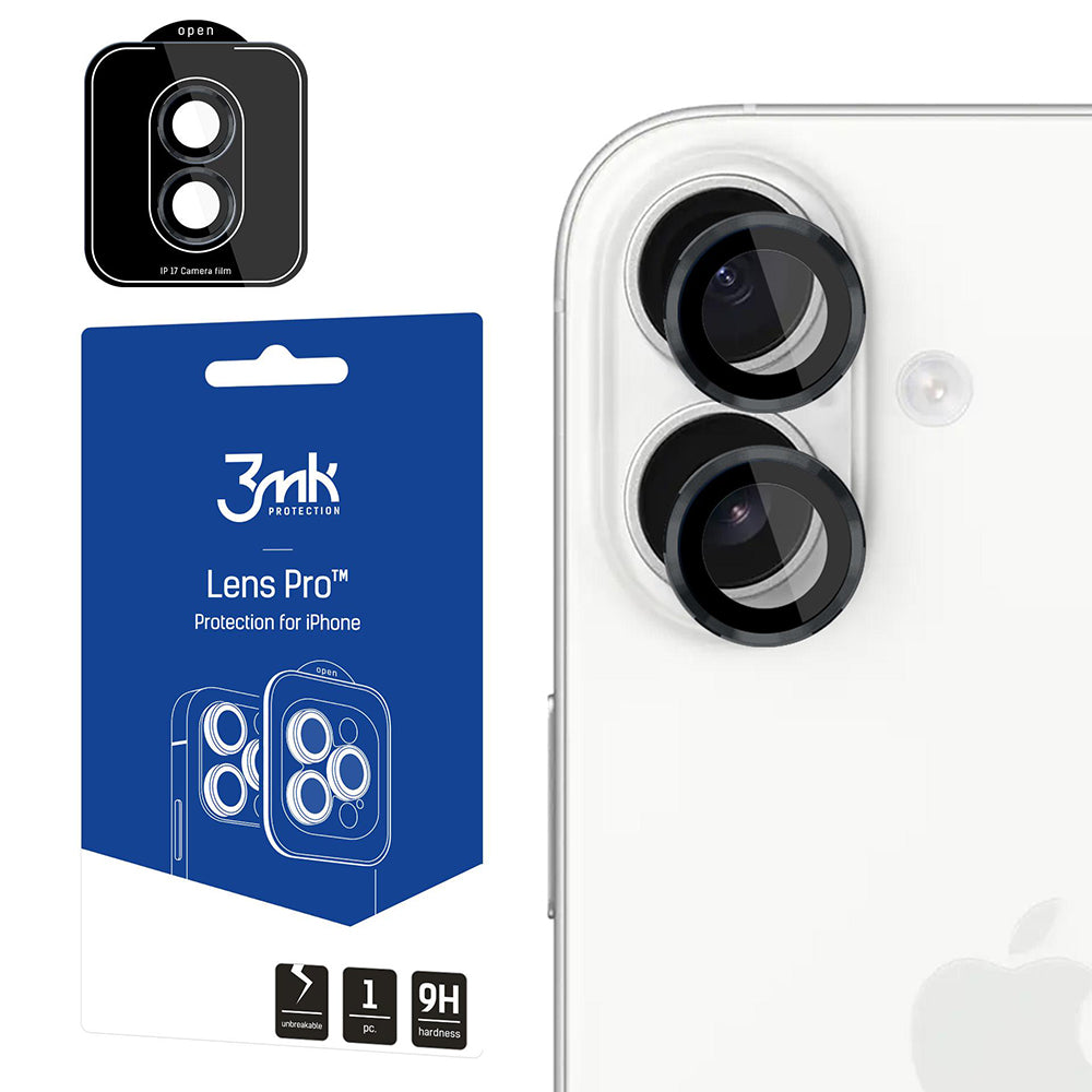 Hátsó kamera védőfólia 3MK Protection Pro Apple iPhone 17-hez, Edzett üveg, Fekete