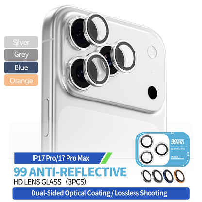 Blueo 99 Anti-Refective HD hátsó kamera védőfólia Apple iPhone 17 Pro Max / 17 Pro készülékhez, Edzett üveg, Kék