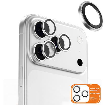 Blueo Glitter Diamond Metal Frame hátsó kamera védőfólia Apple iPhone 17 Pro Max / 17 Pro készülékhez, Edzett üveg, Ezüst