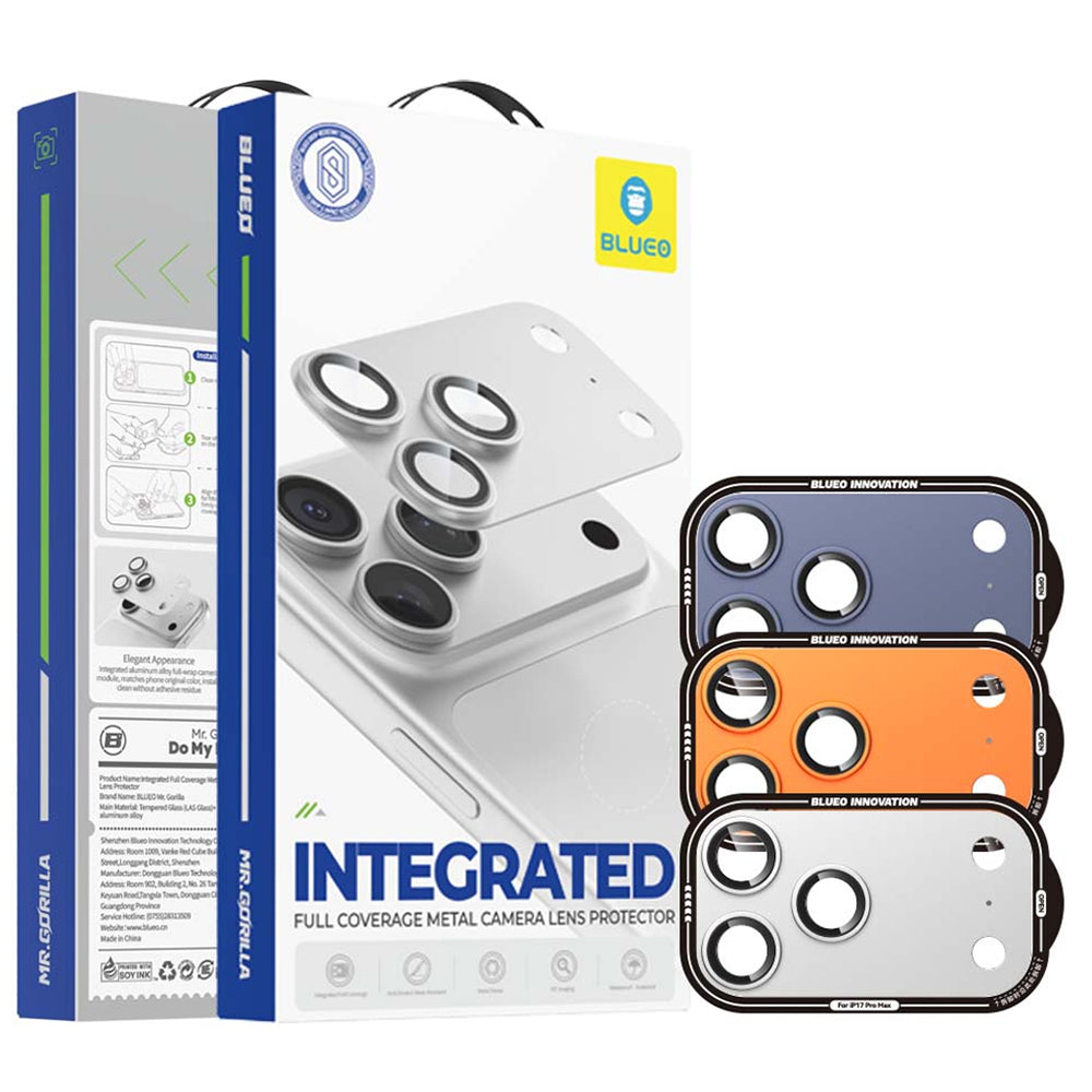 Blueo Integrated Metal hátlapi kameravédő fólia Apple iPhone 17 Pro készülékhez, edzett üveg, narancssárga