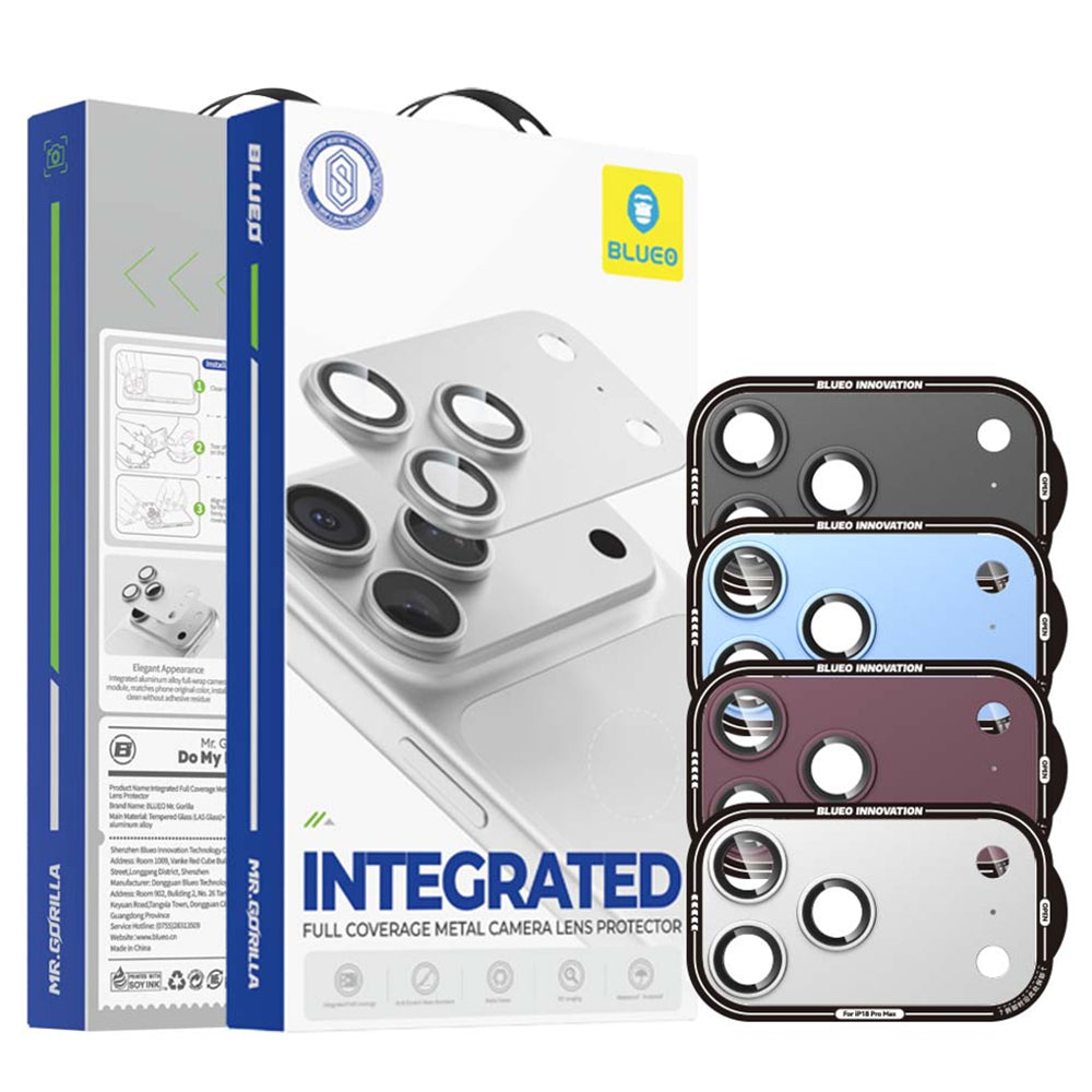 Blueo Integrated Metal hátlapi kameravédő fólia Apple iPhone 18 Pro Max készülékhez, edzett üveg, bordó