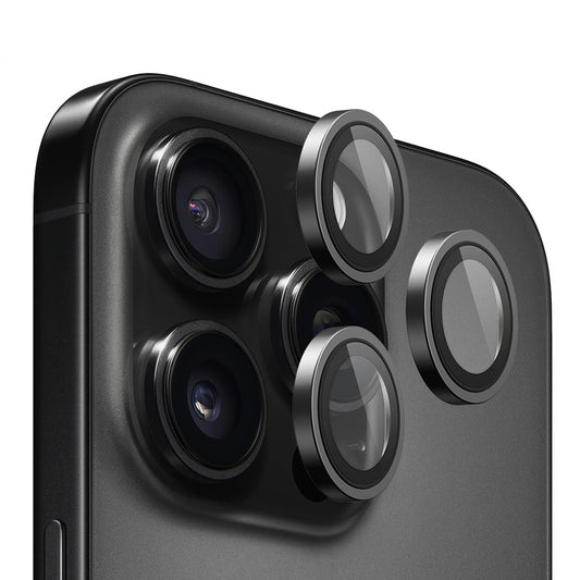 Blueo fémkeretes hátlapi kamera védőfólia Apple iPhone 14 Pro Max / 14 Pro készülékhez, edzett üveg, fekete
