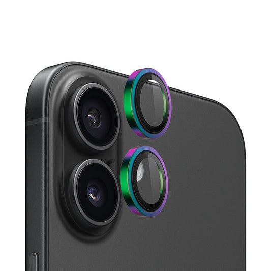 Blueo fémkeretes hátlapi kamera védőfólia Apple iPhone 16 Plus / 16 készülékhez, edzett üveg, többszínű