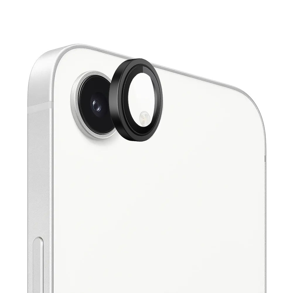 Blueo Metal Frame hátlapi kamera védőfólia Apple iPhone 17e / 16e készülékhez, edzett üveg, fekete