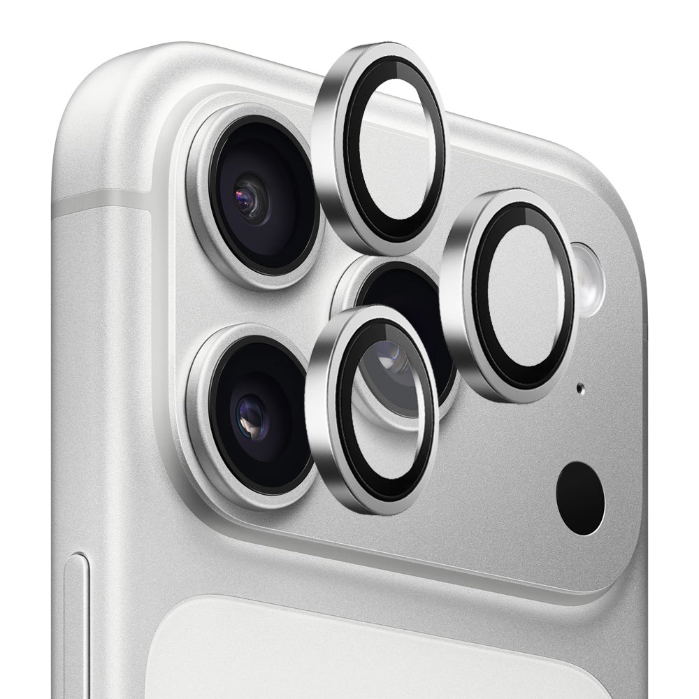 Blueo Metal Frame hátsó kamera védőfólia Apple iPhone 17 Pro Max / 17 Pro készülékhez, Edzett üveg, Ezüst
