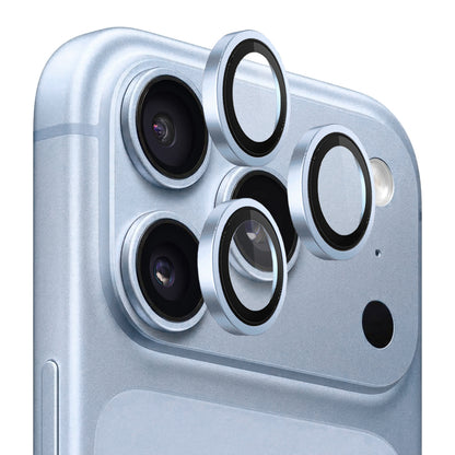 Blueo Metal Frame hátlapi kameravédő fólia Apple iPhone 18 Pro / 18 Pro Max készülékhez, edzett üveg, világoskék