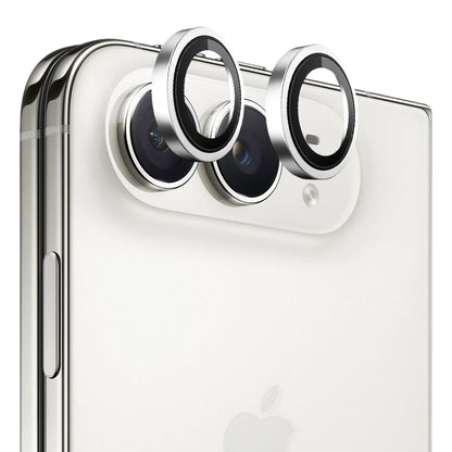 Blueo Metal Frame Rear Camera Protector for Apple iPhone Duo, Tempered Glass, Silver