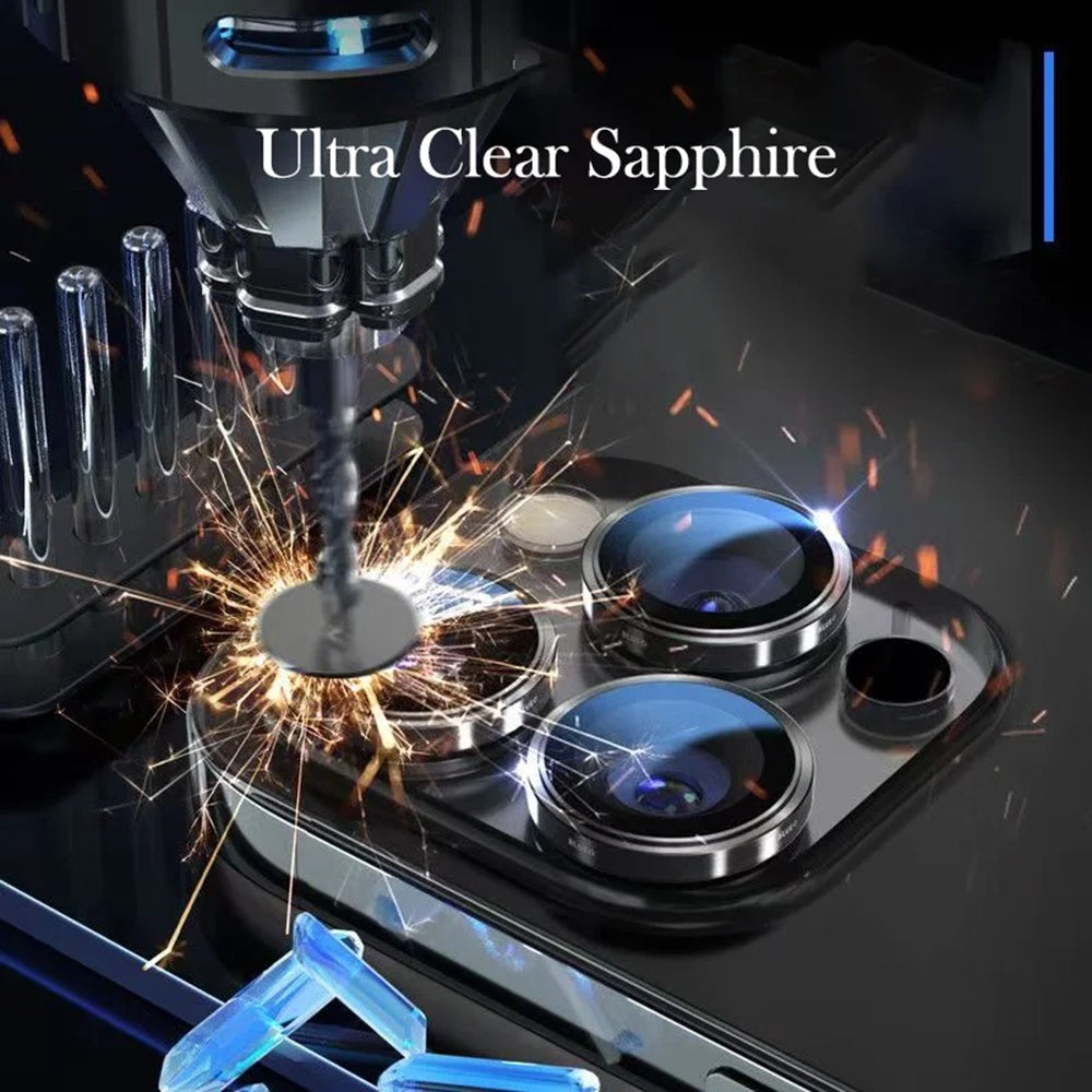 Blueo Sapphire Crystal hátlapi kamera védőfólia Apple iPhone 16 Pro Max / 16 Pro készülékhez, edzett üveg, fémes szürke