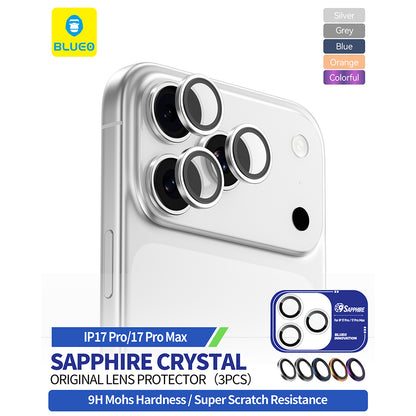 Blueo Sapphire Crystal hátsó kamera védőfólia Apple iPhone 17 Pro Max / 17 Pro készülékhez, Edzett üveg, Többszínű
