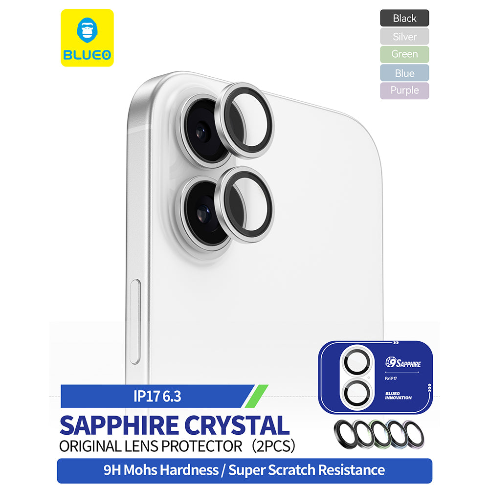 Blueo Sapphire Crystal hátsó kamera védőfólia Apple iPhone 17-hez, Edzett üveg, Zöld