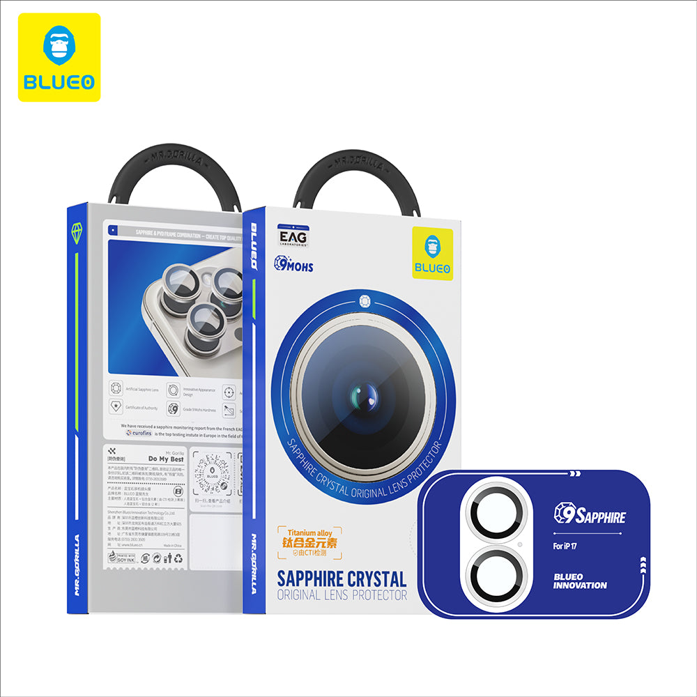 Blueo Sapphire Crystal hátsó kamera védőfólia Apple iPhone 17-hez, Edzett üveg, Zöld